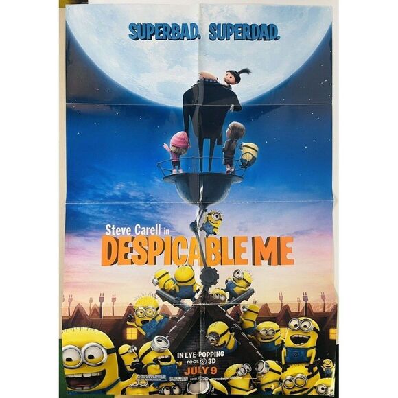 Despicable Me MOVIE POSTER ORIGINAL PROMOTIONAL 27x40 Folded 2 Sided - Picture 1 of 11